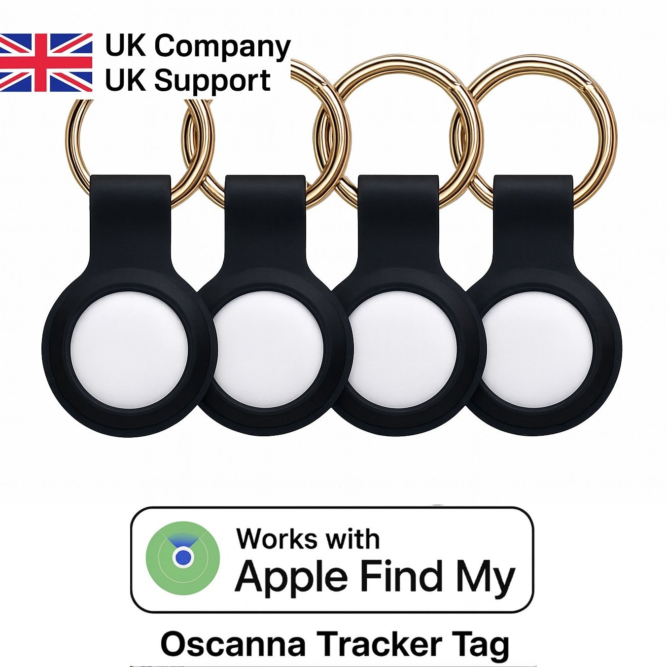 4 Pack Oscanna 2025 Smart GPS Air tracker Tag compatible with Apple Findmy IOS Only
