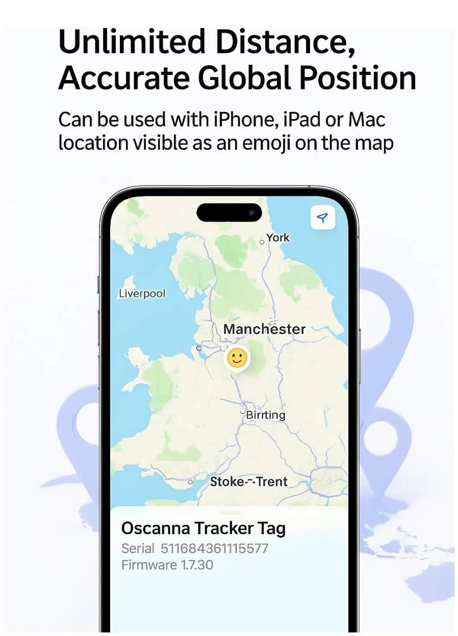2Pack Oscanna 2025 IOT Ultra Light Find My Compatible Smart Tracker