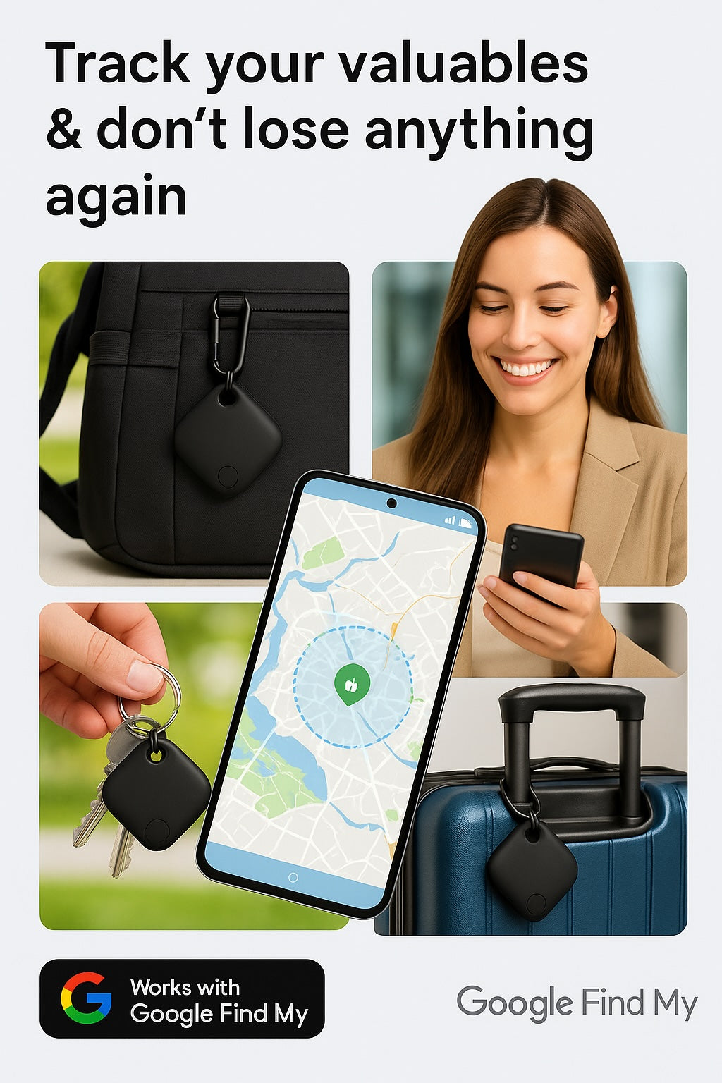 2-Pack Oscanna Tracker Tag compatible with Google Find My Device ( ANDROID ONLY)