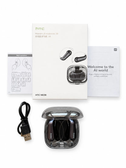 HTC NE38 AI Translation Open-Ear Earbuds – Bluetooth 6.0