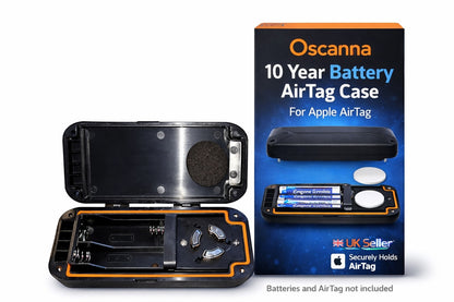 Oscanna Heavy-Duty AirTag Case – 10-Year AA Battery, IP69 Waterproof