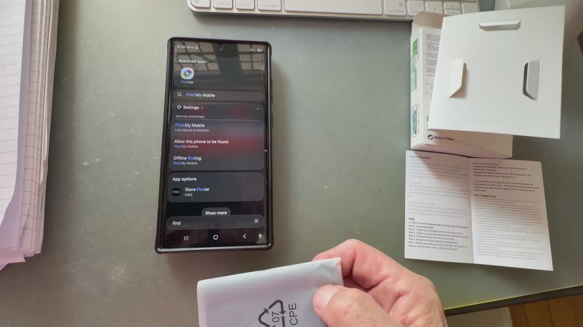 Oscanna Android Credit Card Setup - activation and pairing with Google Find Hub