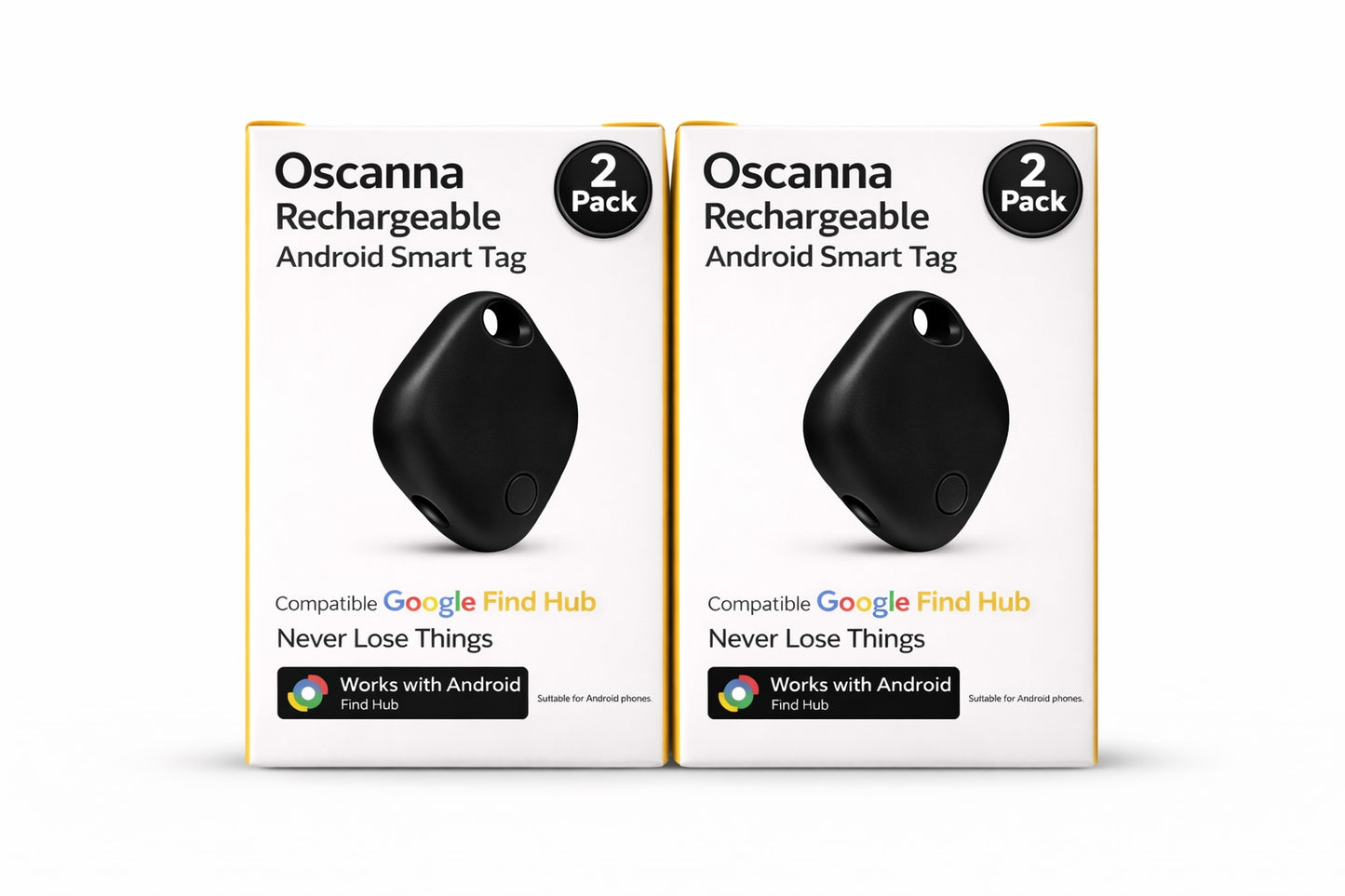 2-Pack Oscanna Rechargeable Tracker Tag using Google Find My Device ( ANDROID ONLY)