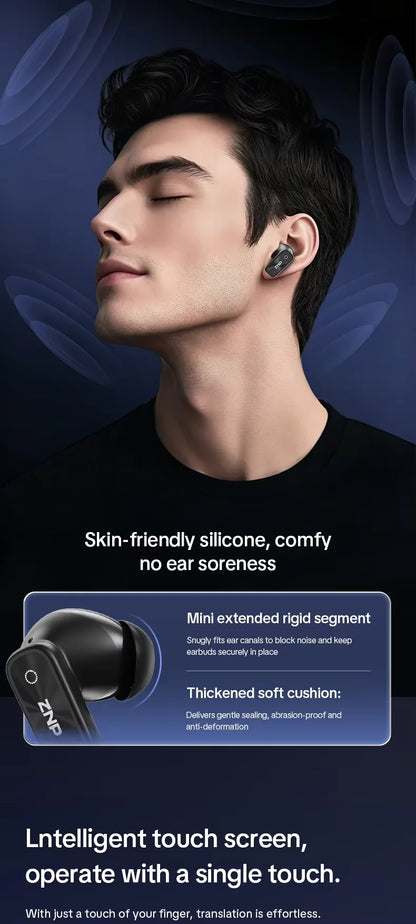 ZNP N07 supplier illustration showing earbud fit and silicone ear tips