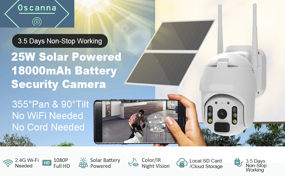 Wireless Solar power wifi security camera (Dual Solar Panel)